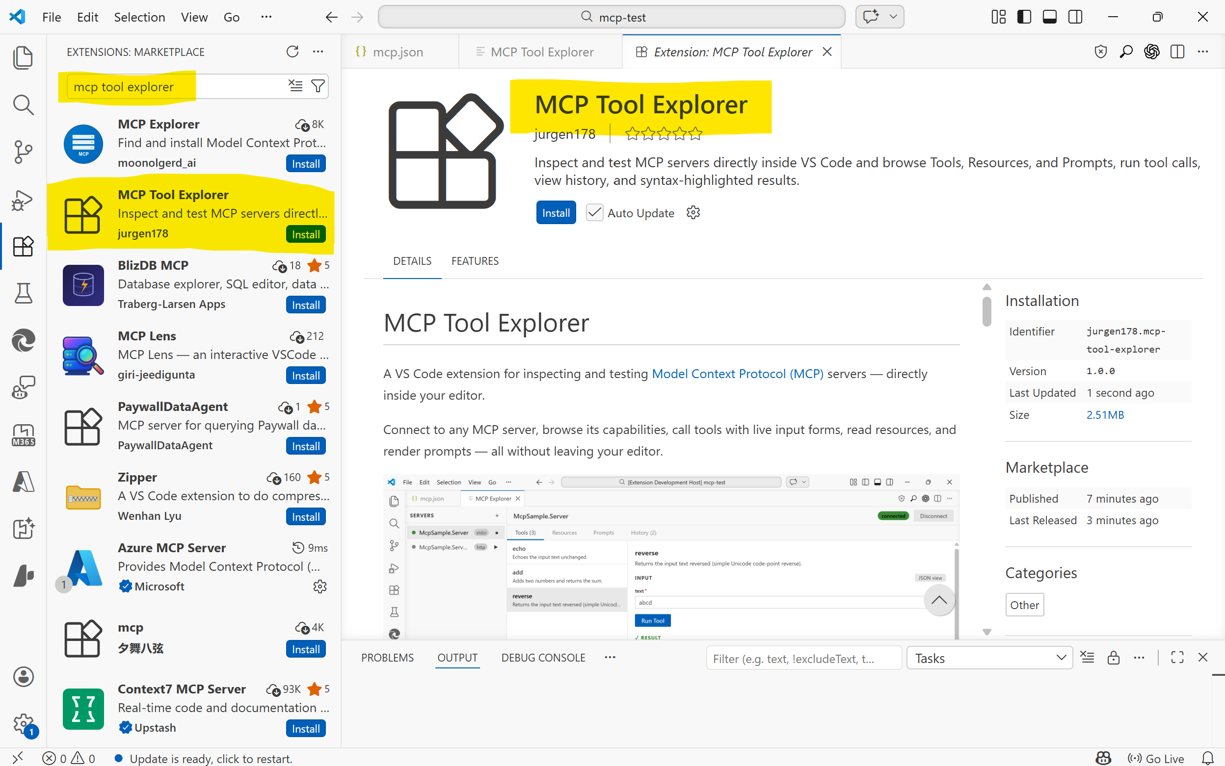 MCP Tool Explorer screenshot