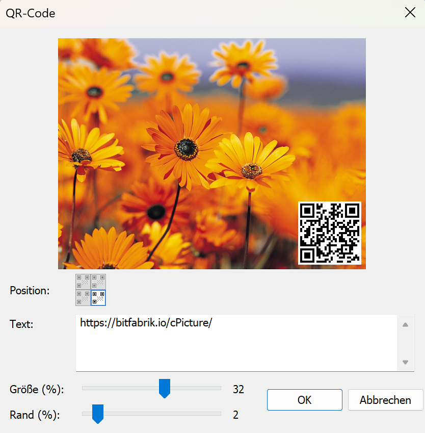 cPicture QR code plugin